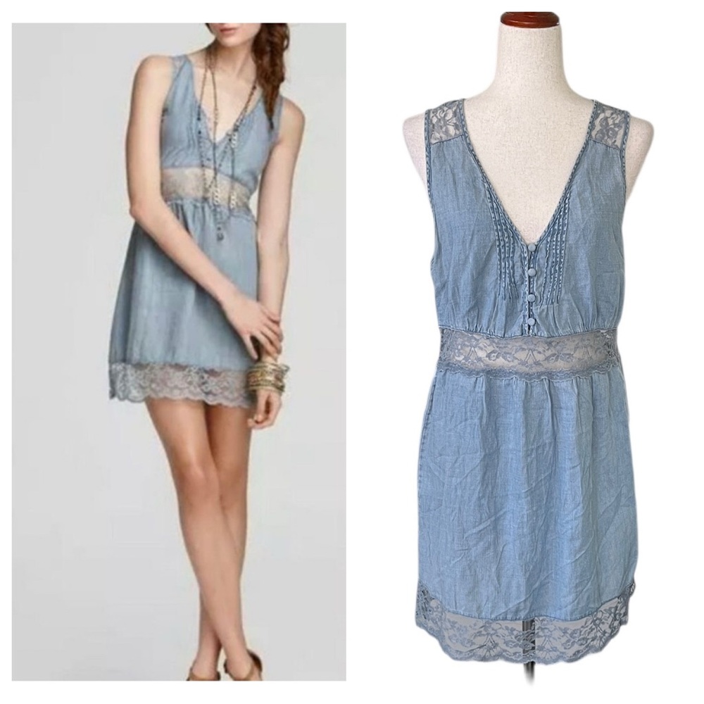 Free People Chambray and Lace Dress
